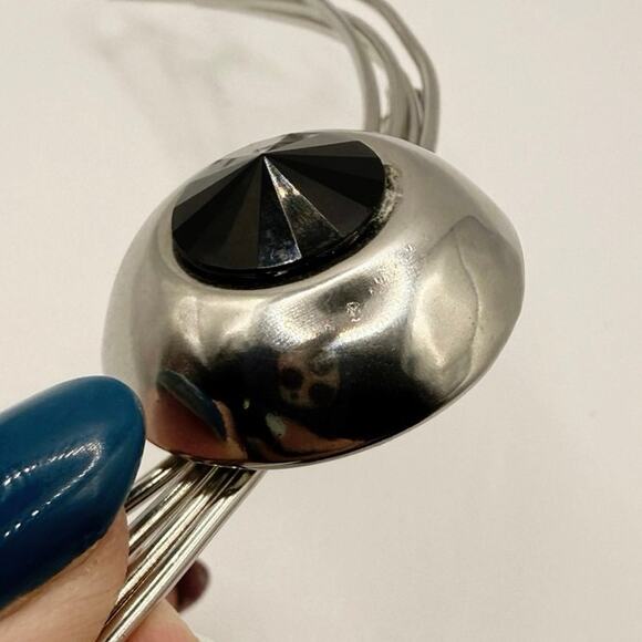 Vintage Spray Brooch • Black Stone + Rhinestones • 5” • Atomic Style • Unmarked - Picture 9 of 15